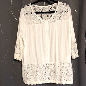 Lace blouse- Size large- White